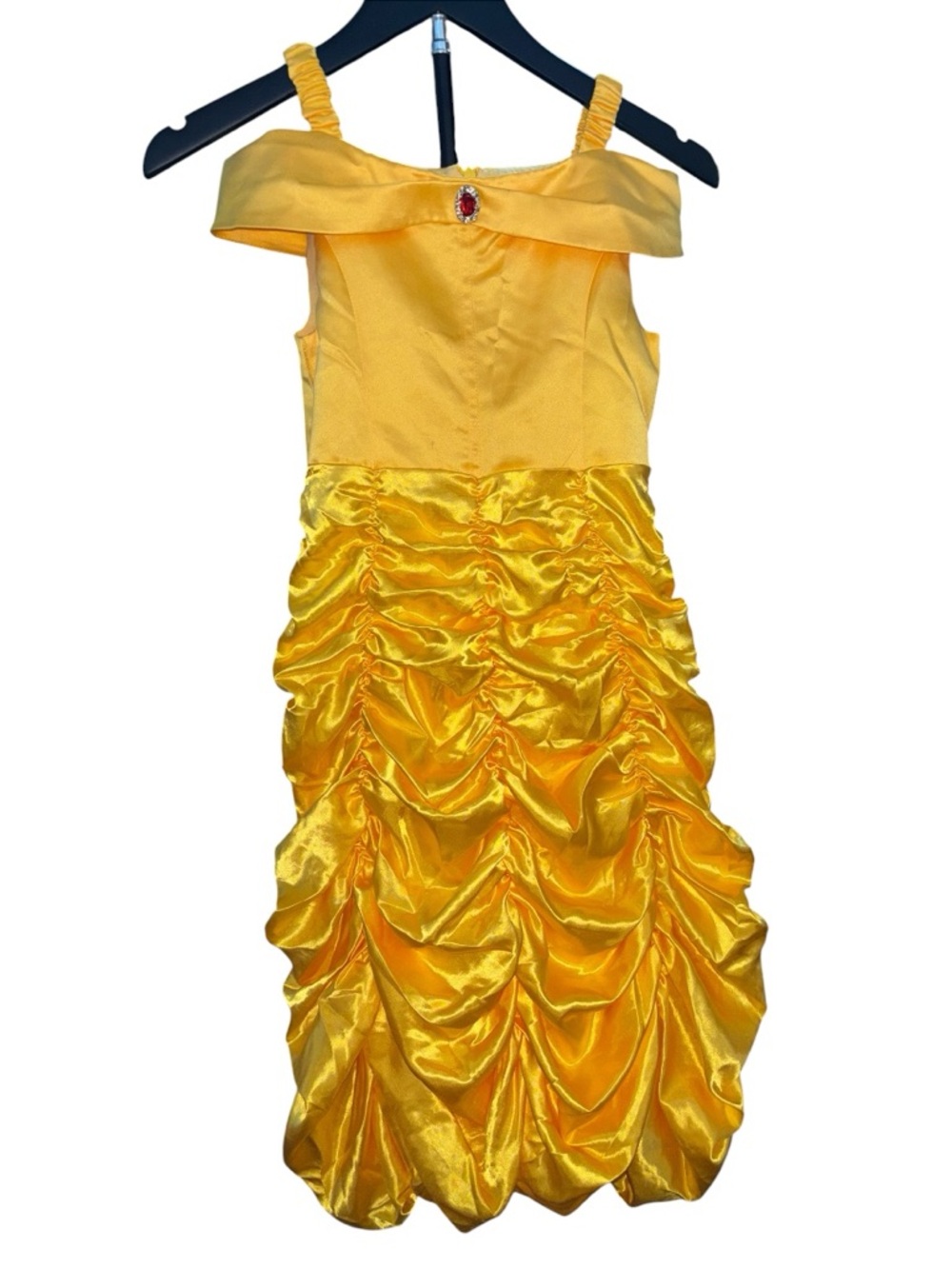 Relibeauty Kids Princess Belle Costume Dress - Yellow Satin Ruched Ball Gown